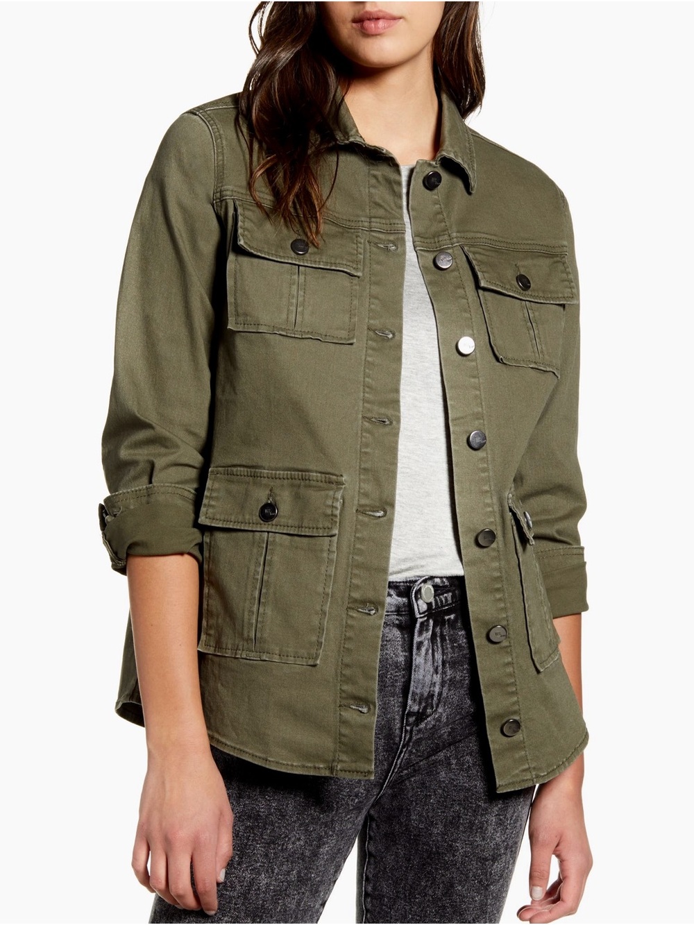 1822 Denim Utility Jacket Olive Green XS